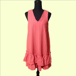 Calvin Kleim Coral Sleeveless Ruffle Dress, Size 2